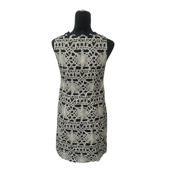 Vivienne Tam Abstract Cream and Black Sleeveless Retro Style Dress Size 4 - Picture 5 of 15